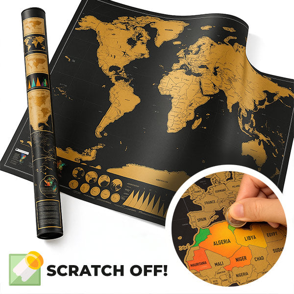 ExploreMap 1+1 GRATIS - Kraskaart Wereld Reis Tracker Display Kaart