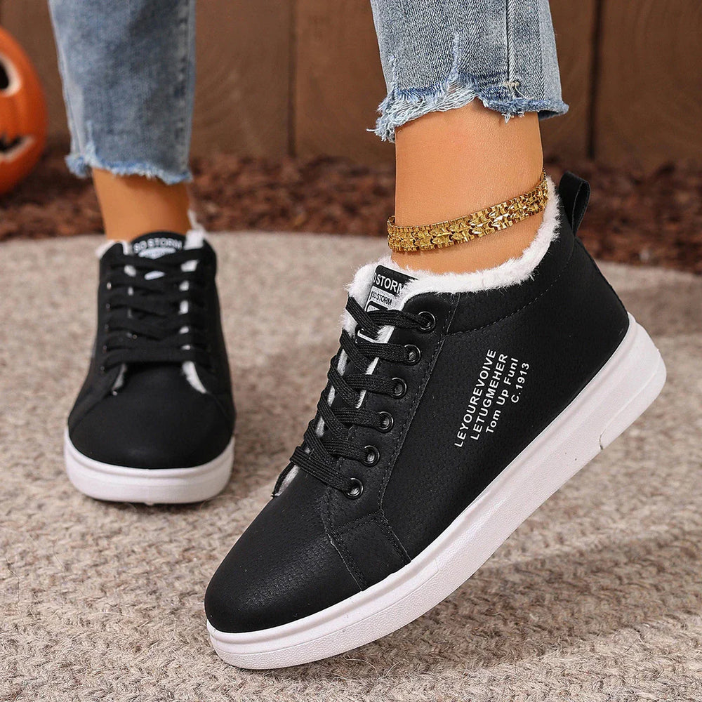 Happy™ VelvetSneakers: Platform Knus Enkelschoenen Veters-Op Van Fluweel Gympen