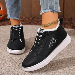 Happy™ VelvetSneakers: Platform Knus Enkelschoenen Veters-Op Van Fluweel Gympen