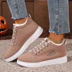 Happy™ VelvetSneakers: Platform Knus Enkelschoenen Veters-Op Van Fluweel Gympen