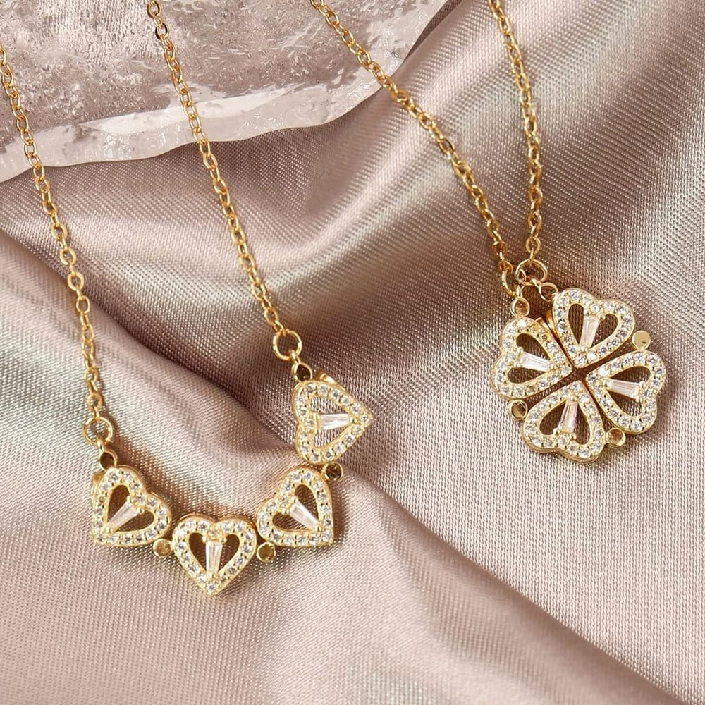 Jewelance™ CloverNecklace 1+1 GRATIS: Stijlvolle Twee-Stijl Magnetische Hart Klaver Ketting