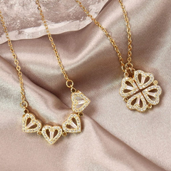 Jewelance™ CloverNecklace 1+1 GRATIS: Stijlvolle Twee-Stijl Magnetische Hart Klaver Ketting