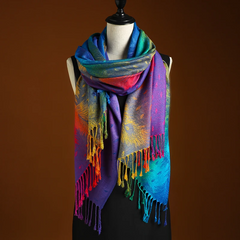 Icone™ ElegantScarf: Vrouwen's Levendige Kleurrijke Boheemse Tassel Elegante Sjaal