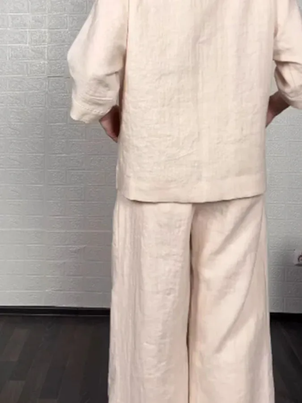 Icone™ ComfyWear: Stijlvolle V-Hals Wijde-Pijpen Broek Twee-Delig Comfortabel Draag Set