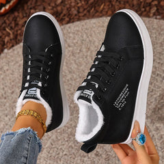 Happy™ VelvetSneakers: Platform Knus Enkelschoenen Veters-Op Van Fluweel Gympen