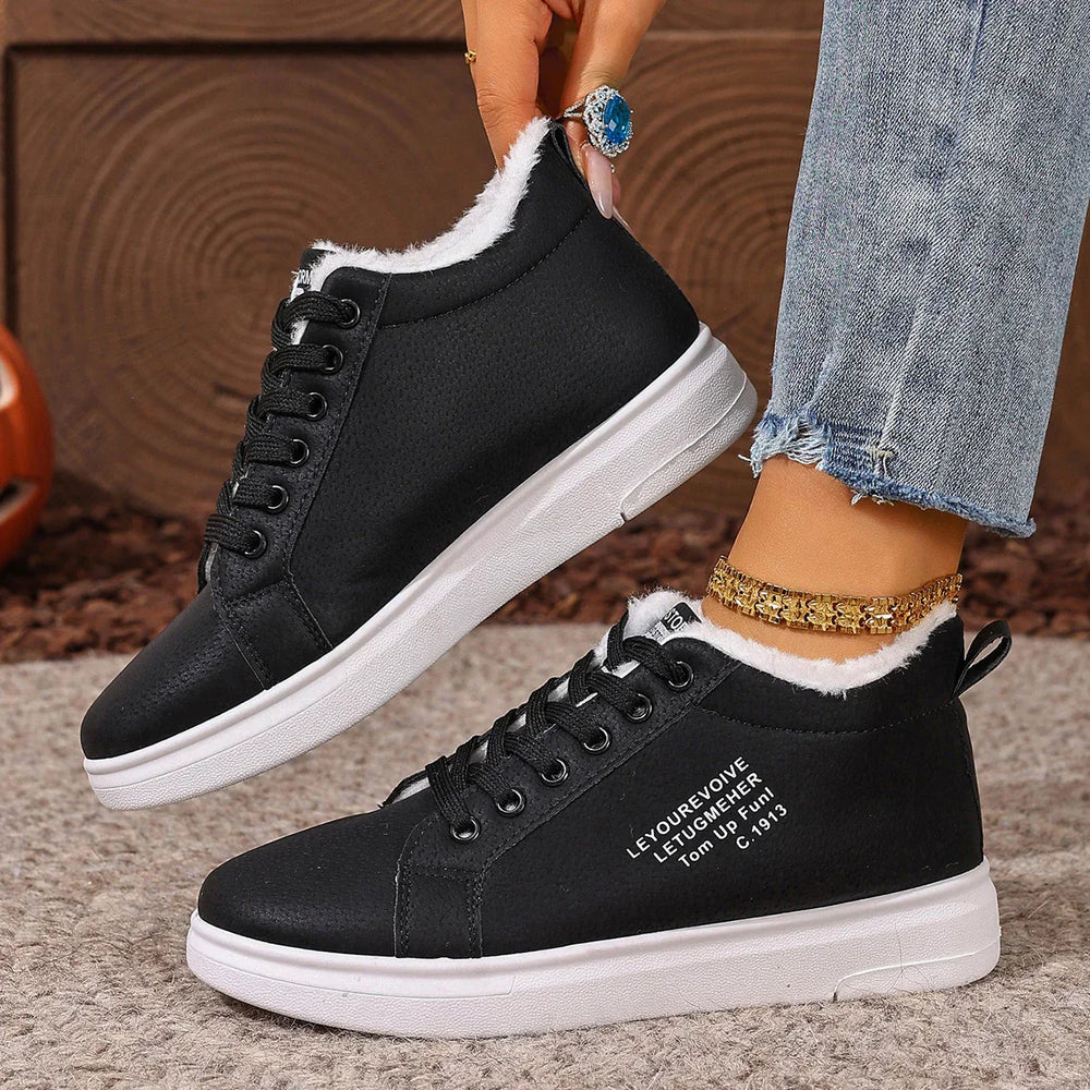Happy™ VelvetSneakers: Platform Knus Enkelschoenen Veters-Op Van Fluweel Gympen
