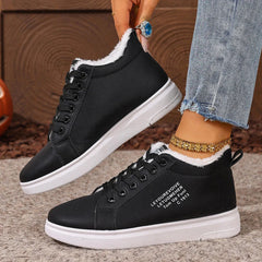 Happy™ VelvetSneakers: Platform Knus Enkelschoenen Veters-Op Van Fluweel Gympen