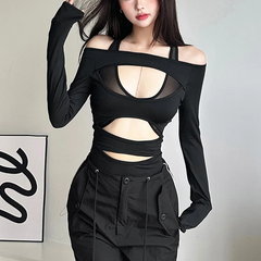 Icone™ MeshBodysuit: Vrouwen Hol-Uit Lange Mouwen Maas Bodysuit