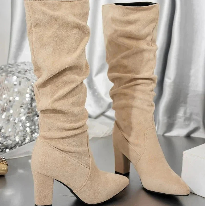 Happy™ StylishBoots - Vrouwen Klassieke Effen Kleur Blokhak Stijlvolle Laarzen