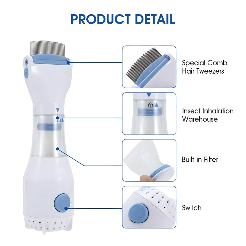 Rose® LiceCollector - Veilige En Eenvoudige Elektrische Luizenverwijderaar Kam