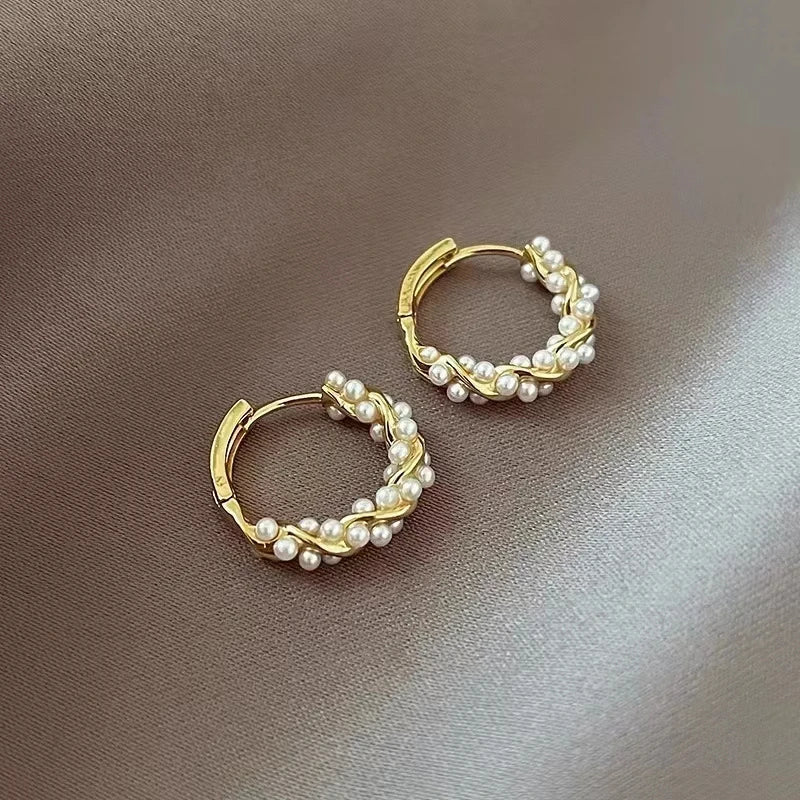 Jewelance™ TwistedEarrings 1+1 GRATIS: Elegante Gedraaide Hoepel Parels Mode Oorbellen