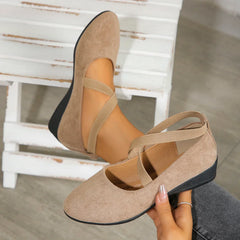 Happy™ BallerinaShoes: Dames Kris-Kruis Gesloten Lage-Hak Ballerina Schoenen