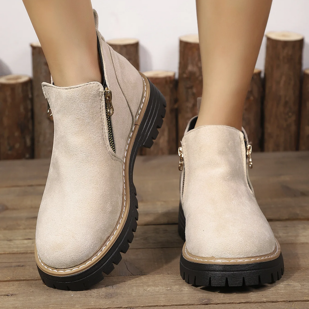 Happy™ ZipBoots: Vrouwen Comfortabel Ronde Neus Enkell Ritslaarzen