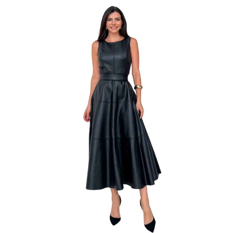 Icone™ LuxeDress: Elegante Luxe Dames Mouwloze Middellange Jurk
