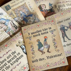 VintageCards 1+1 GRATIS: Middeleeuwse Liefde-Thema Groet Vintage Kaarten