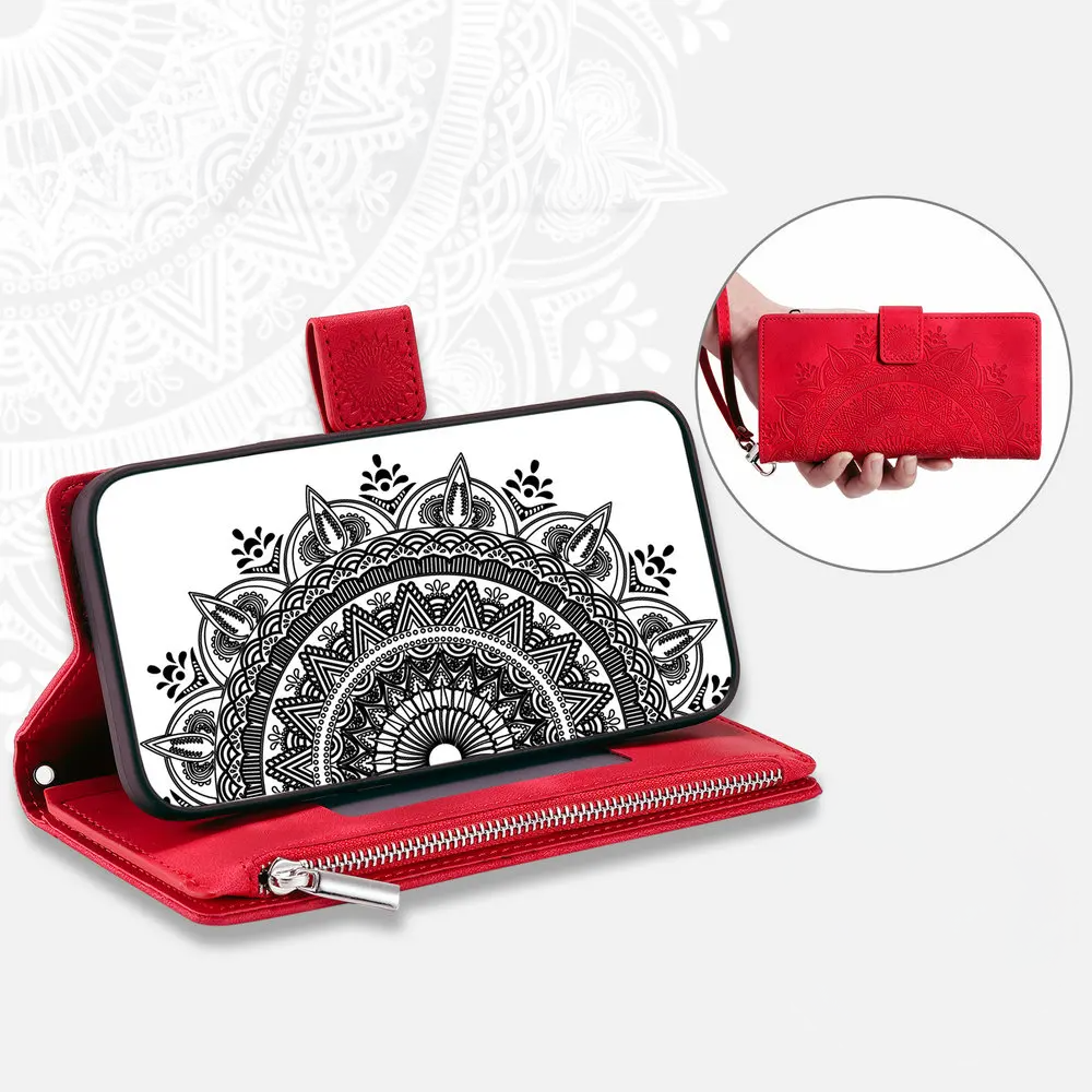 Icone™ WalletCase: Premium Reliëf Flip Cover Slanke Telefoon Portemonnee Hoes