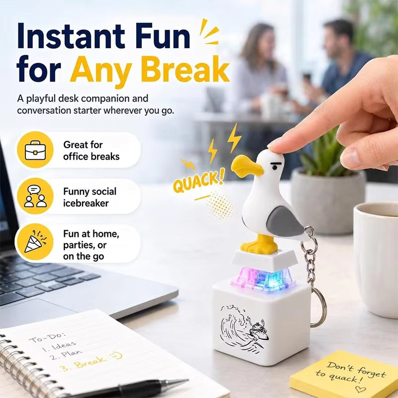 Kletshuts™ SeagullKeychain 1+1 GRATIS - Zeemeeuw Geluid Knop Speelgoed Sleutelhanger