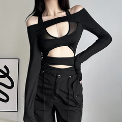 Icone™ MeshBodysuit: Vrouwen Hol-Uit Lange Mouwen Maas Bodysuit