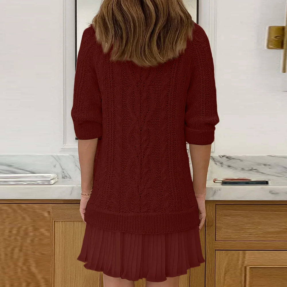 Icone™ KnittedDress: Knus Mini Lange Mouwen Gebreid Jurk
