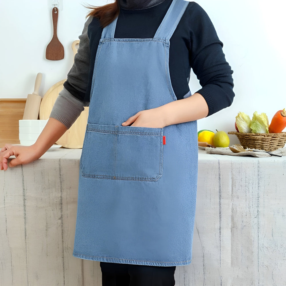 Icone™ DenimApron: Stijlvol Comfortabel Cross-Back Denim Schort