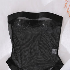 Icone™ SheerBodysuit: Verleidelijke Zwarte Transparante Garter Bodysuit