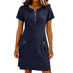 Icone™ BreezyDress: Zomer Breezy Casual Jurk Met Voorzakken