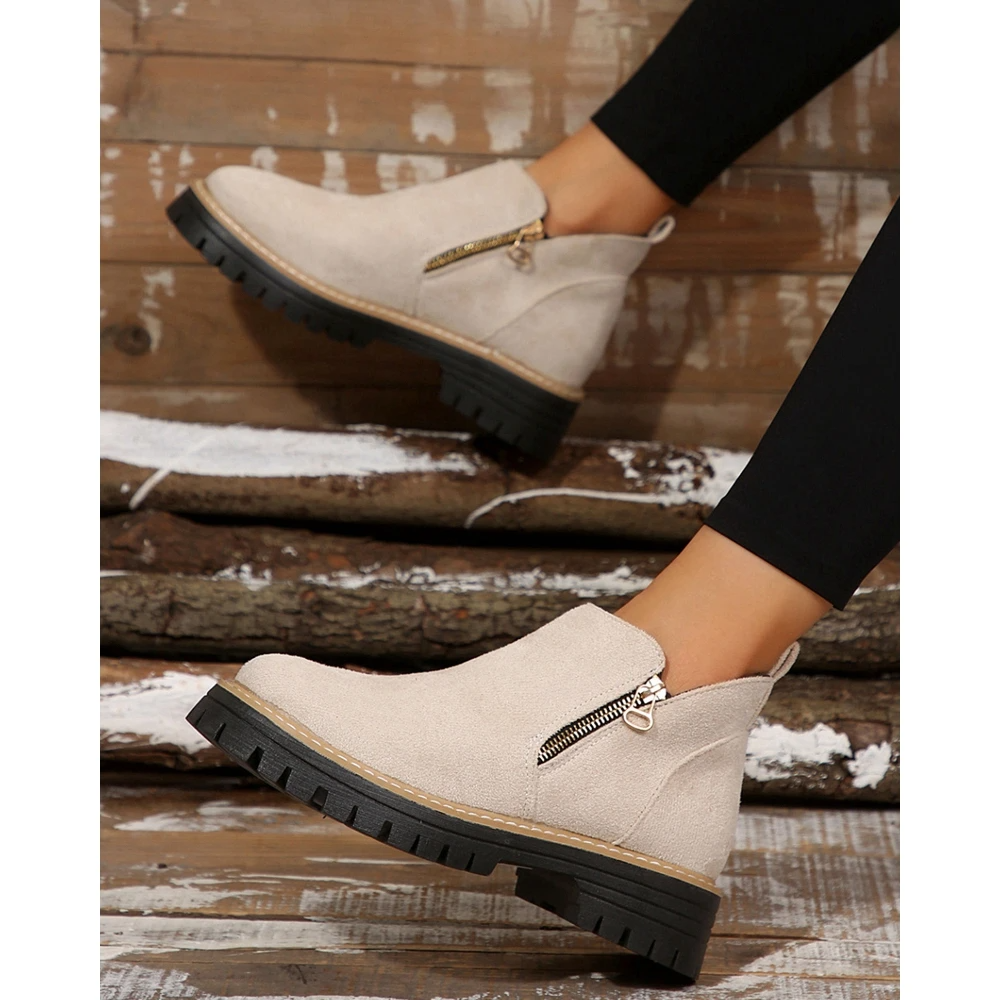 Happy™ ZipBoots: Vrouwen Comfortabel Ronde Neus Enkell Ritslaarzen