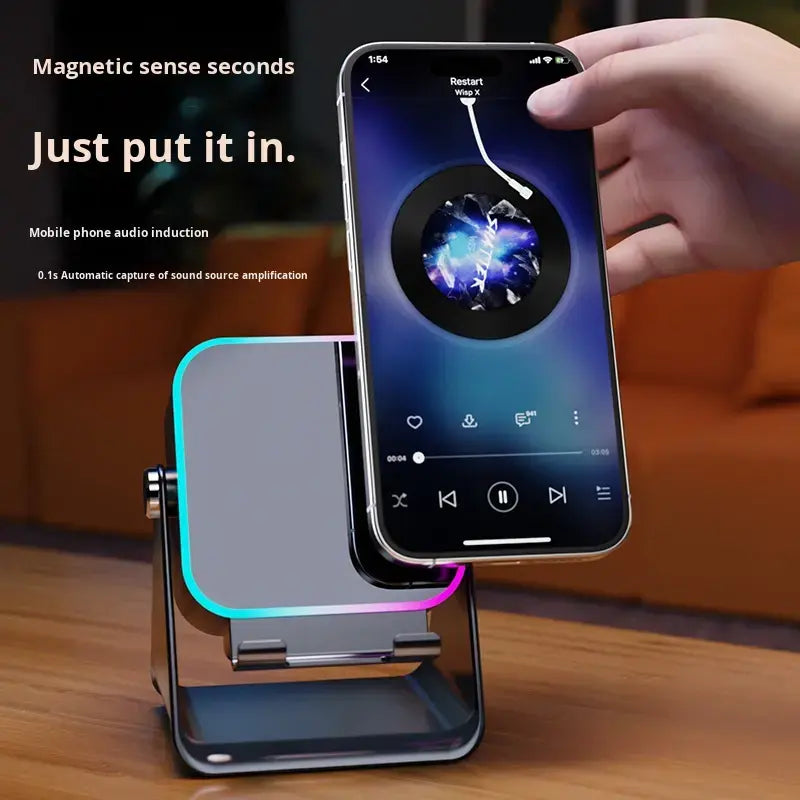 SoundCharge - Slimme Draagbare Inductie Geluid Telefoonstandaard Oplader En Luidspreker