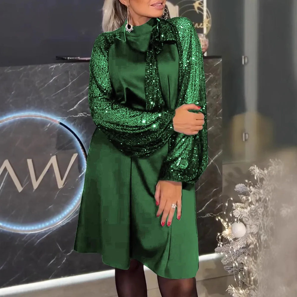 Icone™ FormalDress – Dames Elegante Lange Mouw Pailletten Formele Jurk