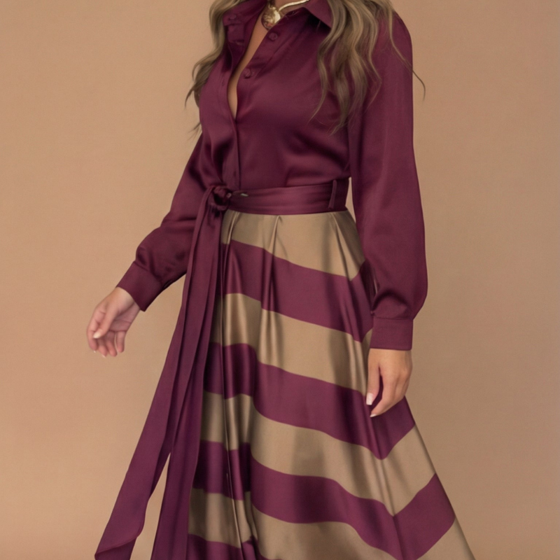 Icone™ StylishDress – Elegante Gestreepte Tijdloze Stijlvolle Jurk