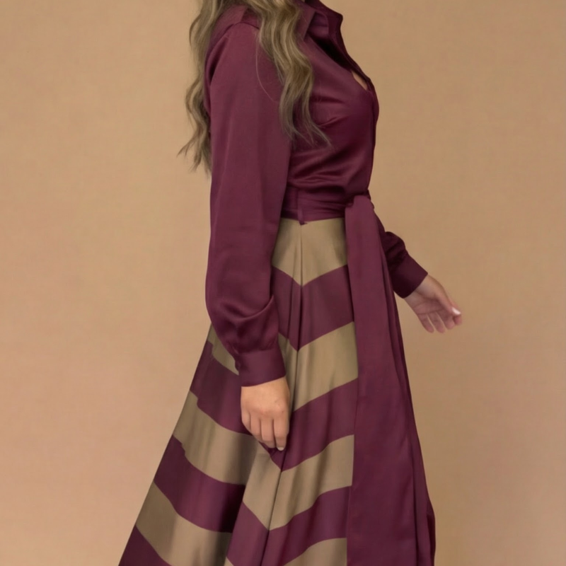 Icone™ StylishDress – Elegante Gestreepte Tijdloze Stijlvolle Jurk