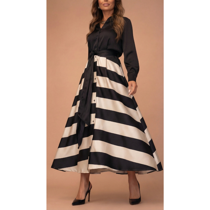 Icone™ StylishDress – Elegante Gestreepte Tijdloze Stijlvolle Jurk