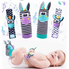 Kletshuts™ RattleToy 1+1 GRATIS: Zachte Dierlijke Baby Pols En Voet Sokke Rammelaa Speelgoed Set