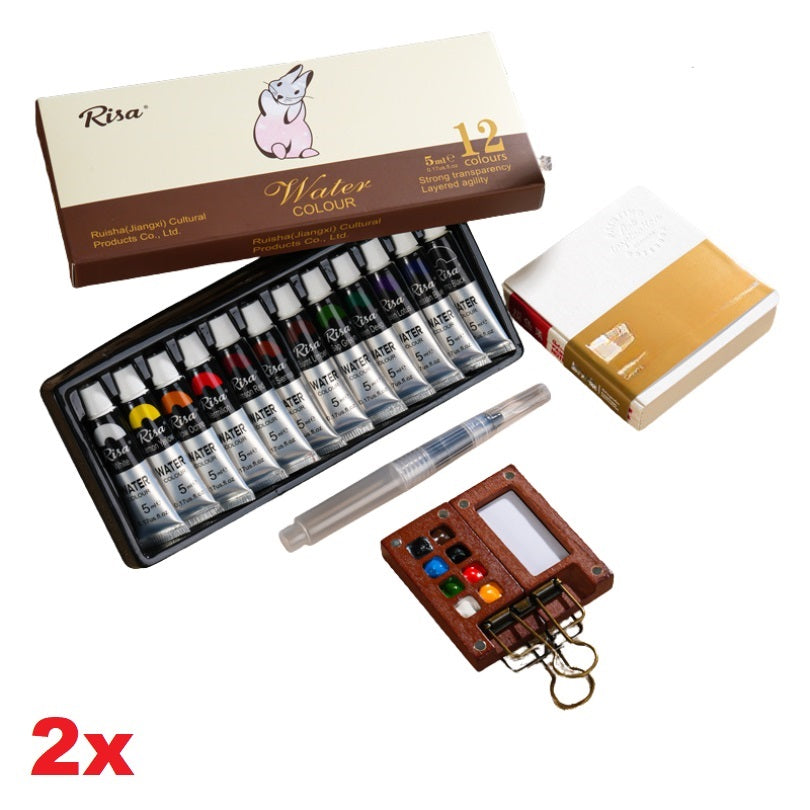 PaintPalette: Mini Houten Draagbare Kunstenaars Verf Palette Doos
