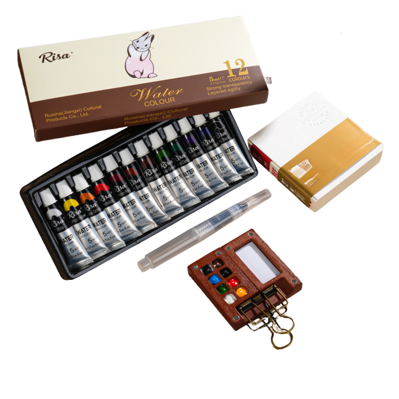 PaintPalette: Mini Houten Draagbare Kunstenaars Verf Palette Doos
