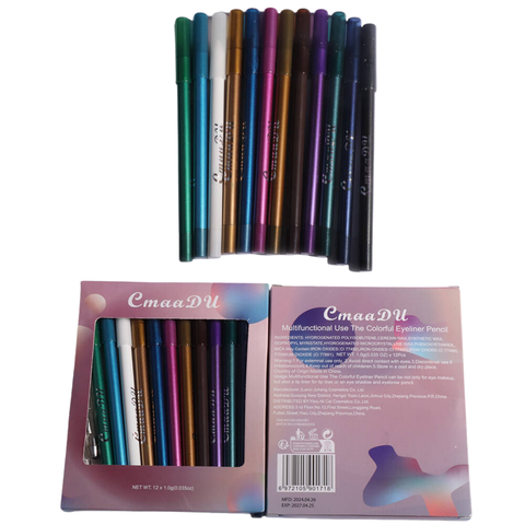 WaterproofEyeliner - Lang Blijvend Waterdicht Oog- en Lippotlood 12-Delige Set