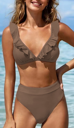 Icone™ RuffledBikini: Hoge Taille Sexy Slim Fit Zomer Halter Ruffled Bikini