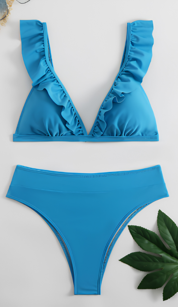 Icone™ RuffledBikini: Hoge Taille Sexy Slim Fit Zomer Halter Ruffled Bikini