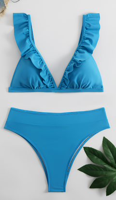Icone™ RuffledBikini: Hoge Taille Sexy Slim Fit Zomer Halter Ruffled Bikini