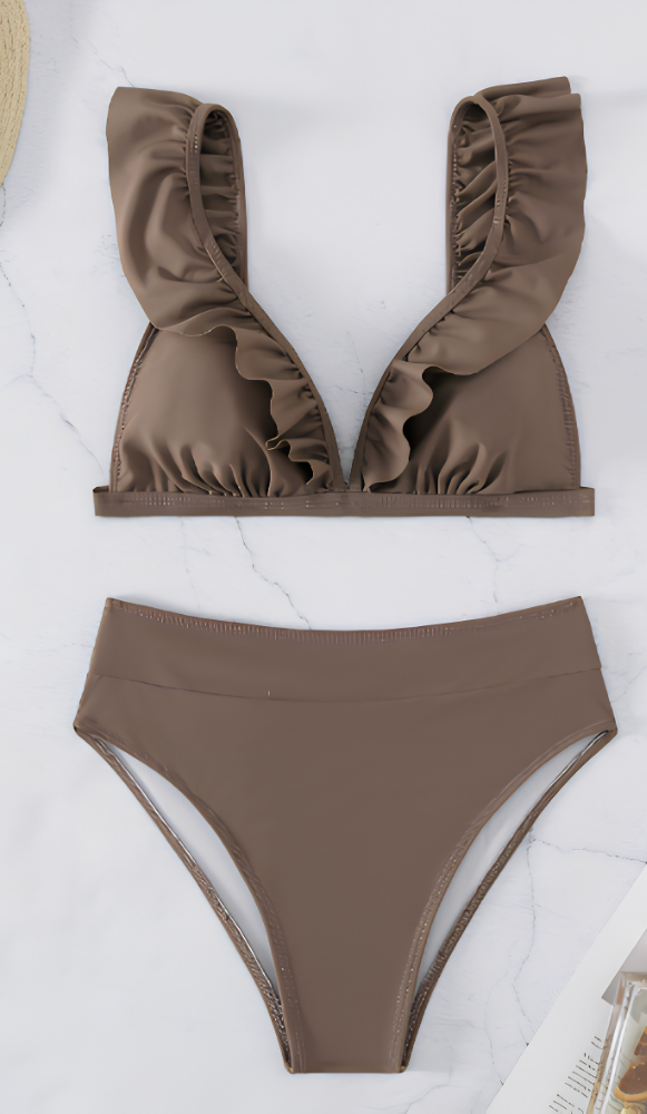 Icone™ RuffledBikini: Hoge Taille Sexy Slim Fit Zomer Halter Ruffled Bikini