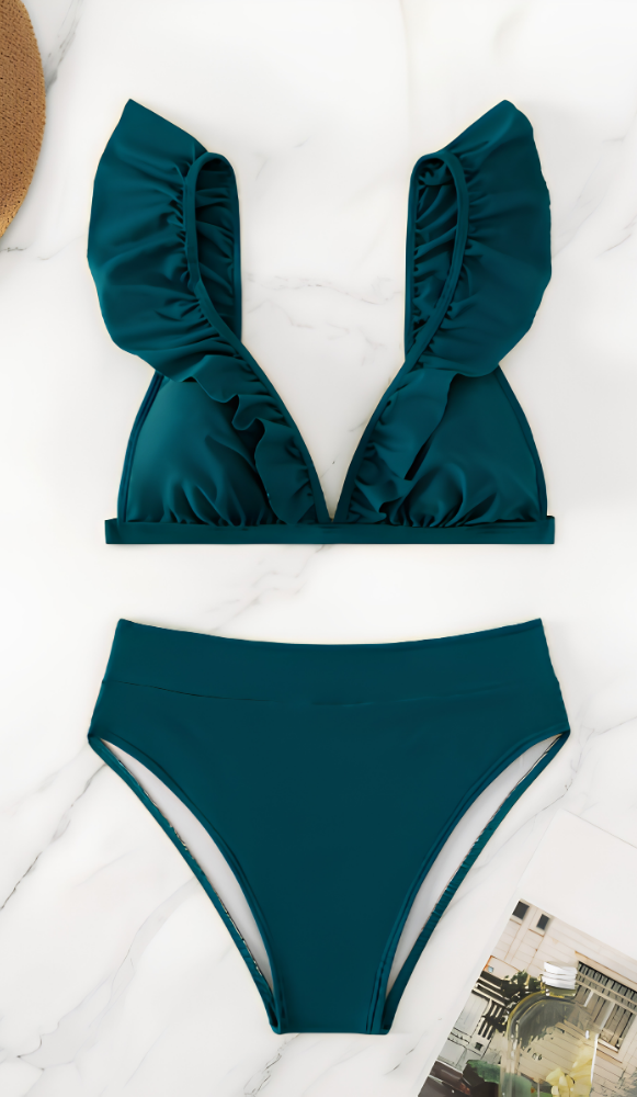 Icone™ RuffledBikini: Hoge Taille Sexy Slim Fit Zomer Halter Ruffled Bikini
