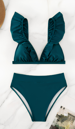 Icone™ RuffledBikini: Hoge Taille Sexy Slim Fit Zomer Halter Ruffled Bikini