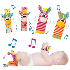 Kletshuts™ RattleToy 1+1 GRATIS: Zachte Dierlijke Baby Pols En Voet Sokke Rammelaa Speelgoed Set