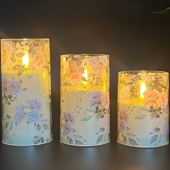 Ledsen™ FloralCandle: Gezellige Elegante Glans Delicate Bloemenprint LED Kaarsenset