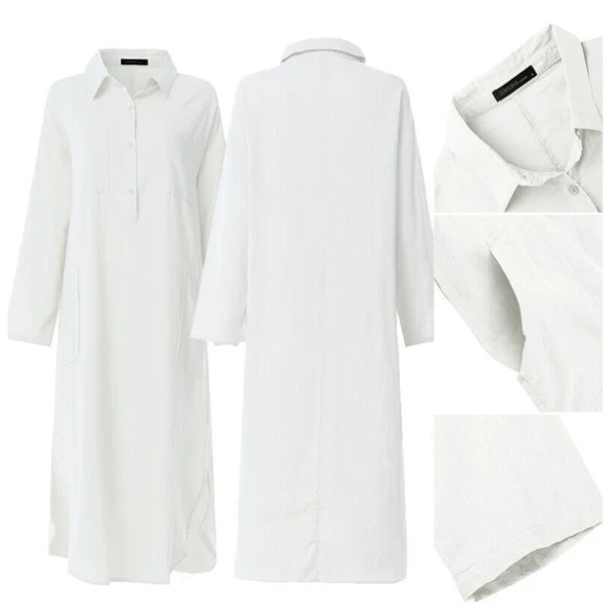 Icone™ ShirtDress: Soepelvallend Overhemd Zijsplit Jurk