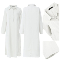 Icone™ ShirtDress: Soepelvallend Overhemd Zijsplit Jurk