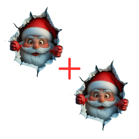 SantaSticker 1+1 GRATIS: 3D Herbruikbare Kerstman Sticker Voor De Feestdagen Wanddecoratie