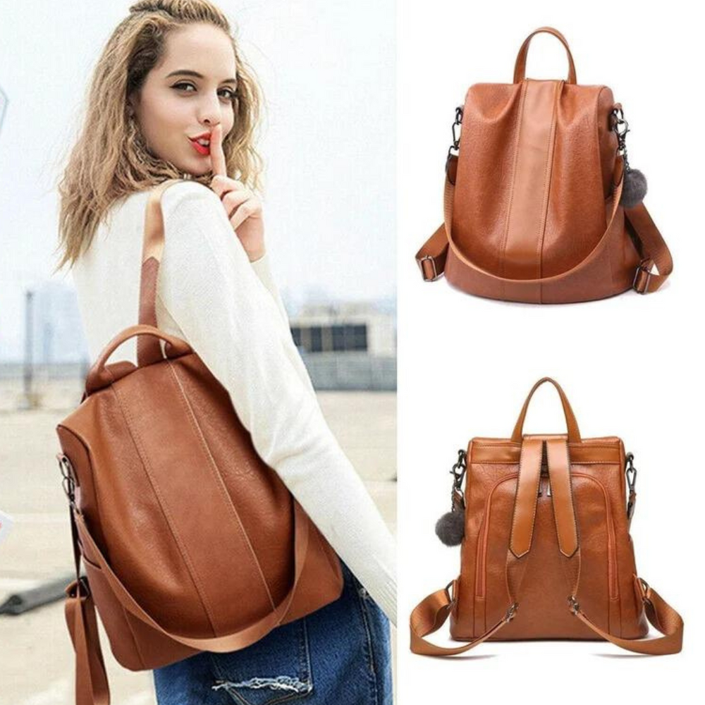 Icone™ AntiTheftBag: Beperkte Editie Leer Dames Anti Diefstal Rugzak