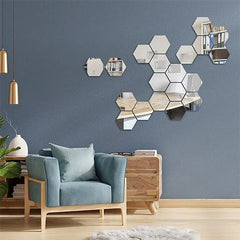 UltiFurni® HexaMirror: Zeshoek Spiegel Muur Stickers