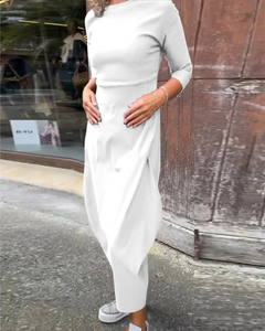 Icone™ SleekDress: Minimalistische Lange Sleek Mouw Elegante Casual Fit Jurk